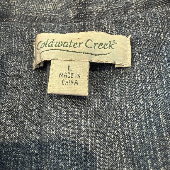 Coldwater Creek Lined Embroidered Denim Jacket Western  Aztec Ranch Style Sz LG - Picture 4 of 11